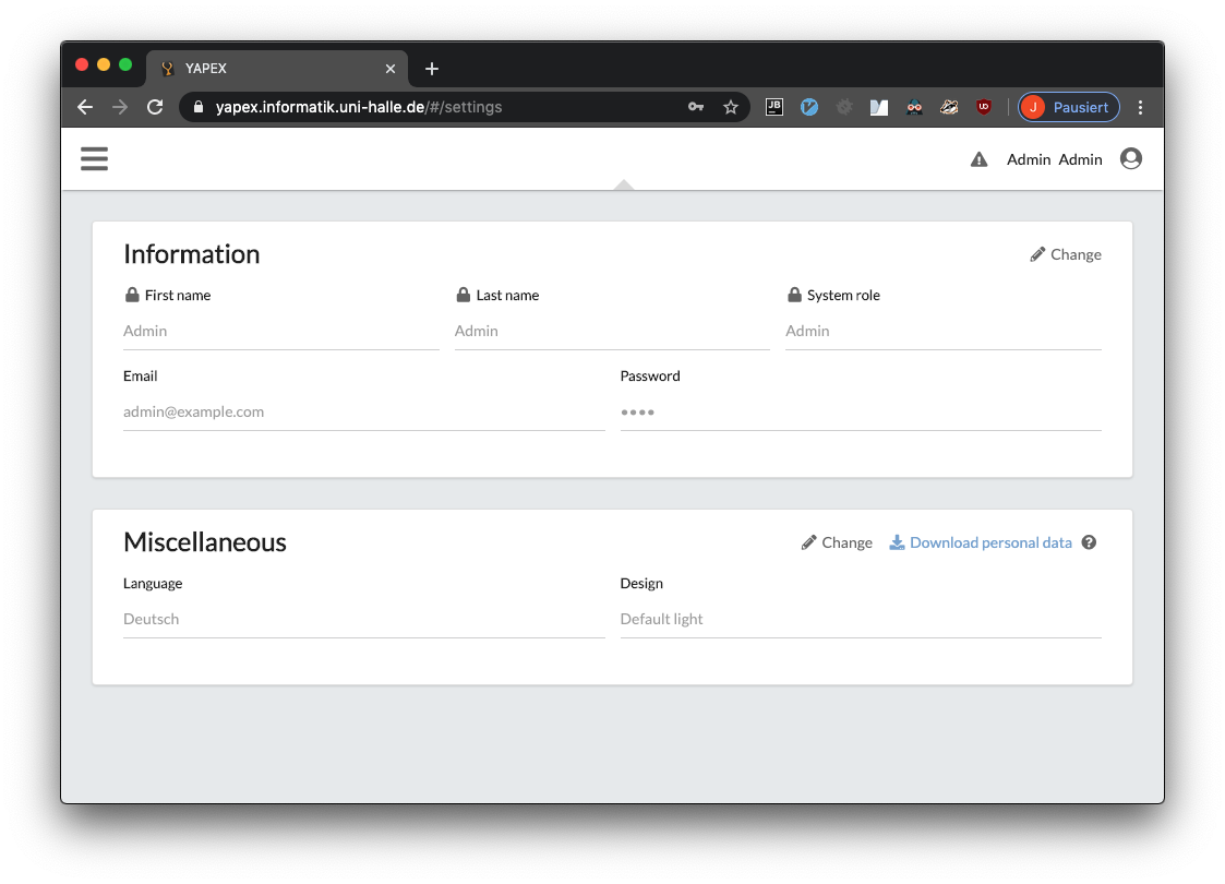 Persönliche Einstellungen